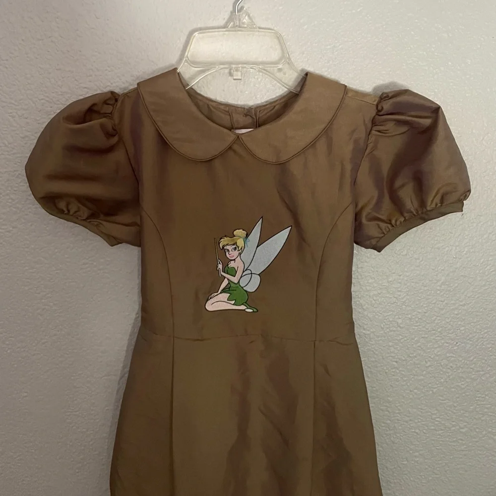 DISNEY Vintage satin green tinkerbell fancy costume dress girls size 7/8